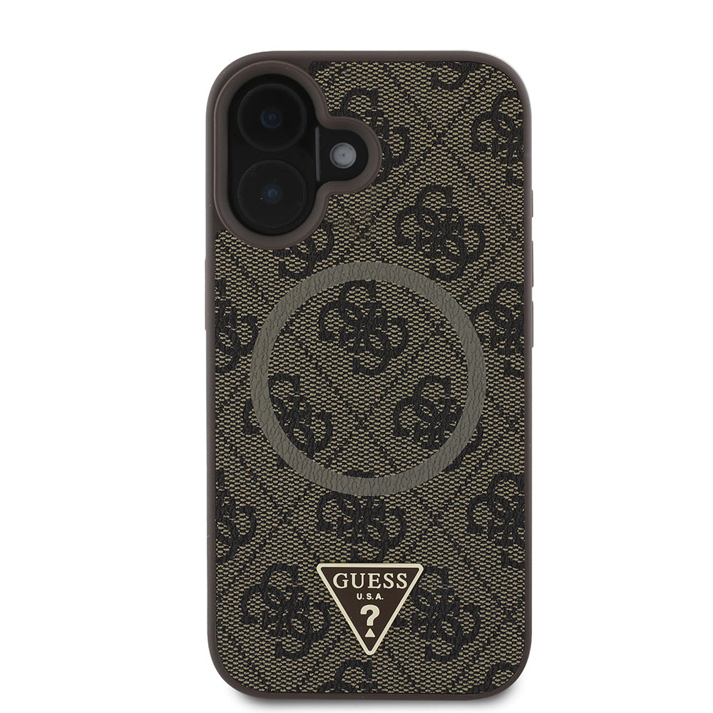 Guess iPhone 16 Orjinal Lisanslı Magsafe Şarj Özellikli PU Üçgen Logo 4G Desenli Telefon Kılıfı-2 Guess iPhone 16 Orjinal Lisanslı Magsafe Şarj Özellikli PU Üçgen Logo 4G Desenli Telefon Kılıfı-2